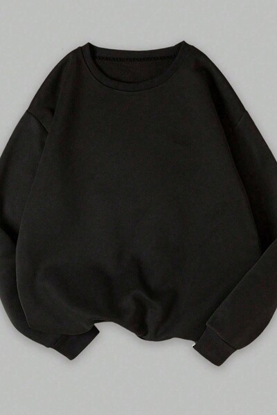 MODAGEN Unisex 3'lü Lacivert Gri Siyah Bisiklet Yaka Oversize Sweatshirt