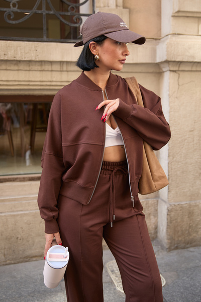 Mezka Çimalı Fermuar Detay 2 İplik Eşofman Takım