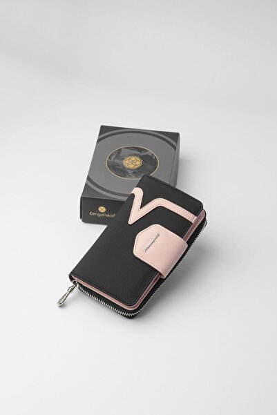 CENGİZ PAKEL Medium Size Women's Wallet – 65295L - Black/Powder