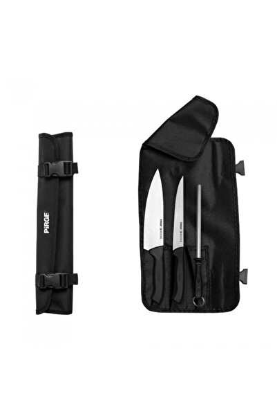 PİRGE 4-piece set, 2 professional knives, knife sharpener and case