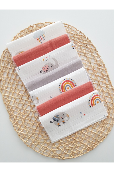 artıbebe Filli 7-Pack Muslin Mouth Cloth 100% Cotton Soft Absorbent |   Newborn Mouth Wipes