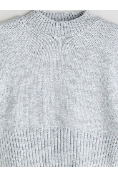 LC Waikiki Gray Half Turtleneck Girls' Knitwear Sweater