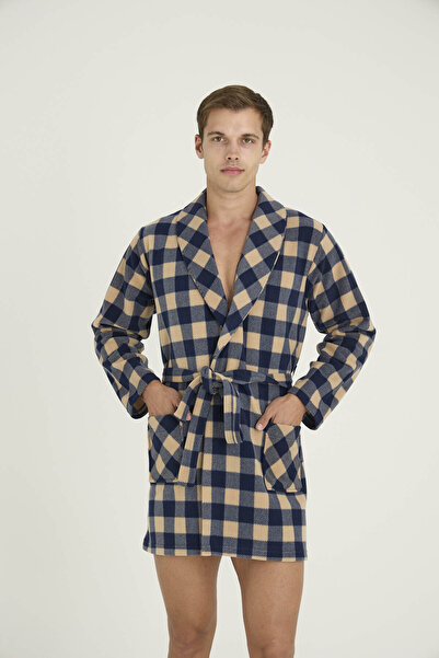 KLY Men's Single Robe Plaid Patterned