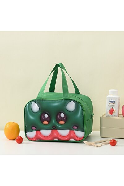 Flippy Kids 3D Cartoon Insulated Lunch Bag, Oxford Cloth, 27.5x18x20 cm, Crocodile, Green