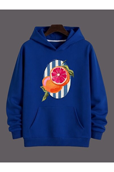 ArtYus سويت شيرت بقلنسوة كبير الحجم من القطن مطبوع عليه حسب الطلب بلون الجريب...