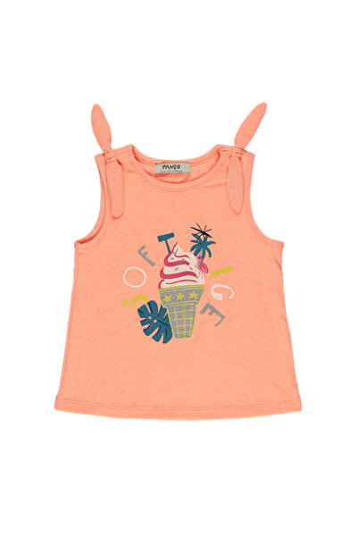 Panço Kız Oranj Örme Yuvarlak Yaka Atlet