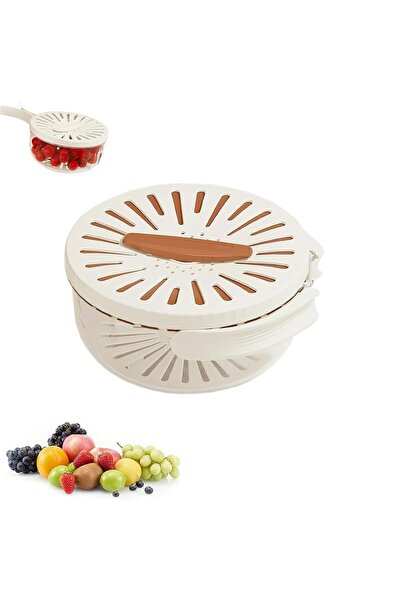 Flippy Σούρωμα φρούτων και λαχανικών, Flippy, 15,5 x 8,3 cm, PP, με λαβή και καπάκι, καφέ