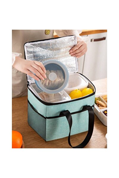 Flippy Thermal Lunch Bag, Phone and Cutlery Compartments, Multifunctional, 24x18x21 cm, Green