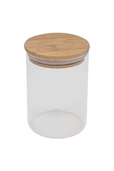 OEM Glass Storage Jar Transparent Bamboo Lid 500 ml