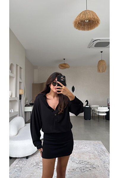 Buket Teke Siyah ZR Orijinal Eskitme Düğme Elbise