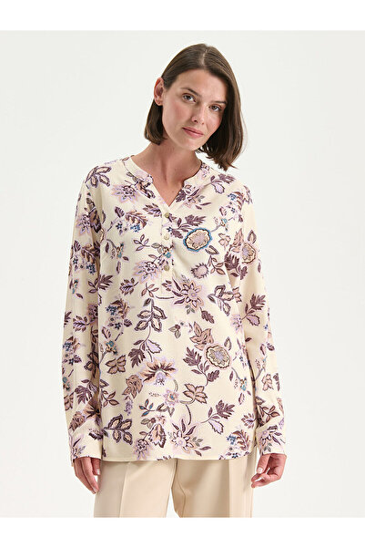 LC Waikiki Beige Choker Neck Floral Blouse from Plus-Store