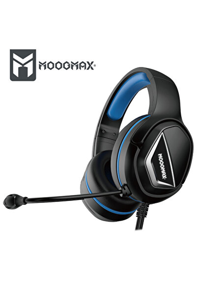 MOOGMAX Wired gaming headset. Stereo headphones for Sony or PC. 3D surround gaming headset. Blue.