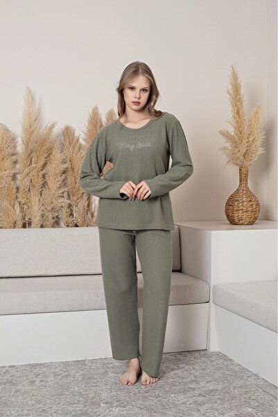 MİSS ELİZZA 340- SET DE PIZAMĂ VERDE WAFFLE