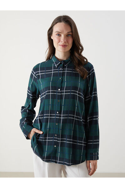 LC Waikiki Two Mt Shop Quality Lcw Grace Green Plaid Women's Shirt
