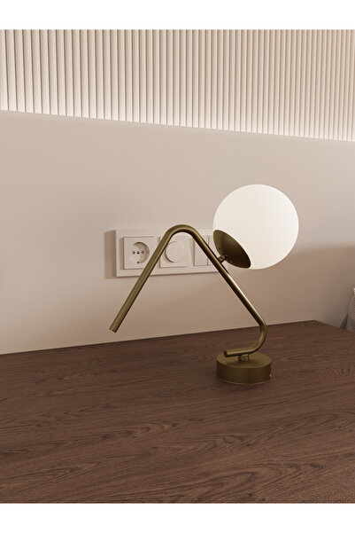 avizade Vi̇na Modern Antique Body White Glass Globe Table Lamp - Stylish and Minimalist Design