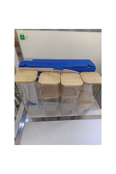 Flippy Food Storage Containers Set of 7, Transparent with Bamboo Lids (2x0.5L,2x0.8L,2x1.2L,1x2.5L)