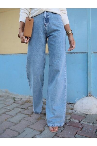 mooishan Blugi largi Palazzo Snow Wash de damă