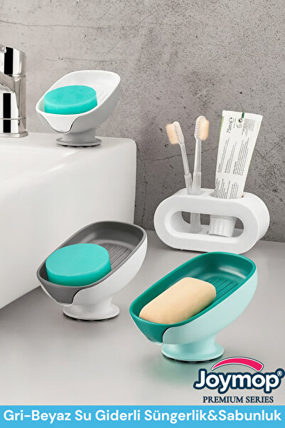 ECHOTEX Vantuzlu Su Giderli Süngerlik & Sabunluk – Vakumlu Sünger & Sabun Kut...