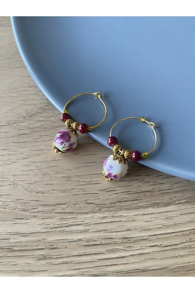 dela otantik Handmade Flower-Themed Ceramic Beaded Hoop Earrings – Authentic ...