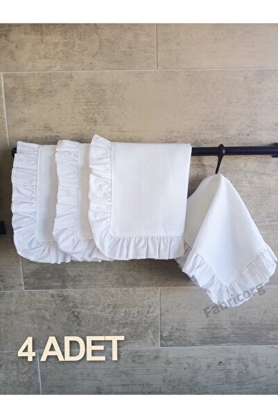 fabricorg 11 CT Etamin Nakışına Uygun Fırfırlı Mutfak & Kurulama Bezi %100 Pamuk 35X35 cm (4 Adet)