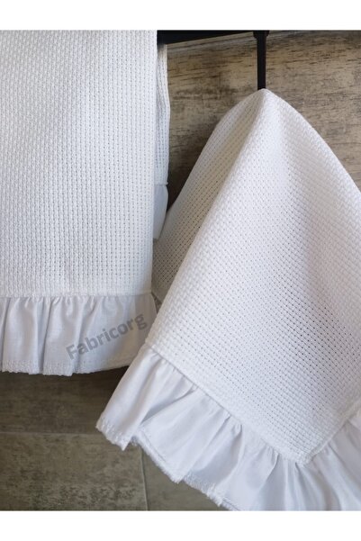 fabricorg 11 Ct Ruffled Kitchen & Dishcloth Suitable for Etamine Embroidery 100% Cotton 35X35 cm (4 Pieces)