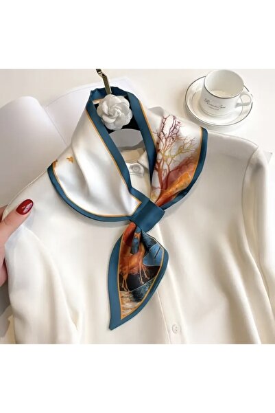 Accessories Hei Синій візерунок Розкішний сатин Зовнішній вигляд Хрестоподібний шарф Жіночі аксесуари Повсякденний стильний шарф