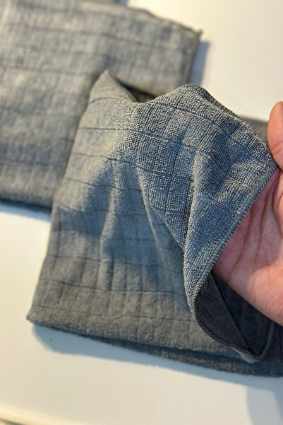 VİSLUNA (2 Pieces) Microfiber Kitchen Cleaning Cloth Super Absorbent 40*40'Cm Does Not Make Odors (Gray Color)