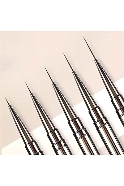 Sanathobi Detay Fırçası, ince Uçlu Fırça, tırnak Süsleme Fırça Seti, Desen Fırçası, Metal Fırça Seti-5 Ad