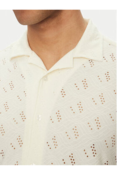 Indicode Ανδρικό πουκάμισο INJERRY 20-612 Εκρού