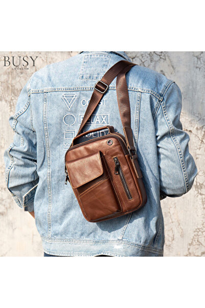Busy Lady&Gentleman Hemlock men's bag, genuine leather, shoulder and handbag bag