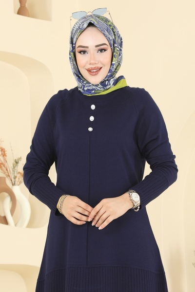 ModaMerve Düğme Detaylı Triko Tunik 2715AYD574-MS Laci