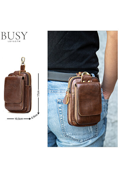 Busy Lady&Gentleman Men's bag Moss, genuine leather, belt bag, brown