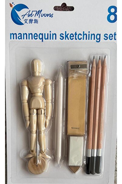 gebzeli Sketching Set Drawing Set 8 Parça manken+dağıtıcı+kalem zımpara+kalem...