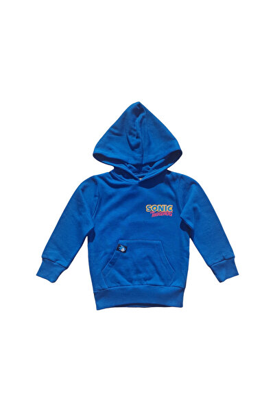 Sonic Hanorac baieti cu buzunare frontale si gluga, bumbac, albastru,