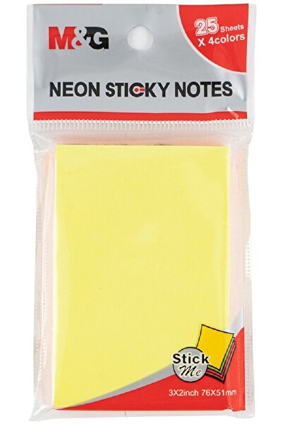 M&G Sticky notes, 76 x 102mm, 4 neon colors, 25 sheets/color, 100 sheets/set