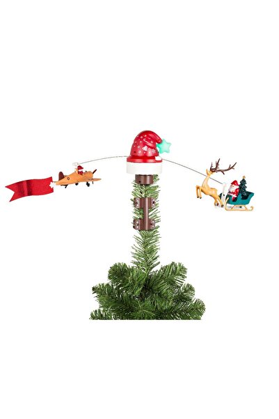BraziPremium By OLLMA Top rotativ pentru brad de Crăciun cu Moș Crăciun, 35x7...
