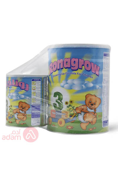 Ronagrow روناجرو حليب أطفال (3) لمرحلة النمو بالفانيلا عبوة مزدوجة (1700+400) جم