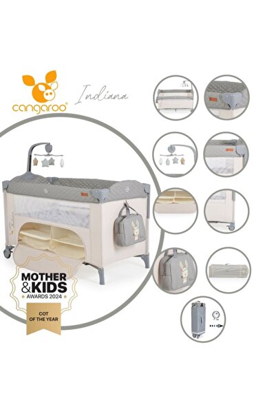 Cangaroo Pătuț pliabil cu 2 niveluri și lateral glisant Indiana, Gri, vârstă ...