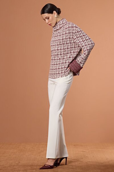 UPGRADE Düşük Kol Triko Kazak Bordo