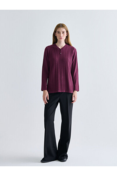 LC Waikiki Pulover LCW pentru femei, cu decolteu în V, cu model (W5)