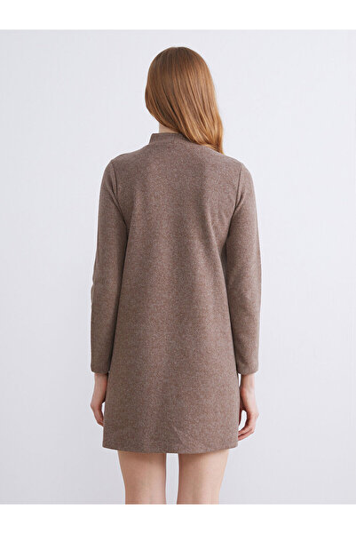 LC Waikiki Μίνι φόρεμα καφέ με μισό ζιβάγκο