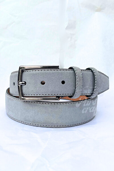 Parscraft Hakiki Süet Deri Erkek Kemer 3,5 cm Orijinal Klasik Kumaş Pantolon Kemeri