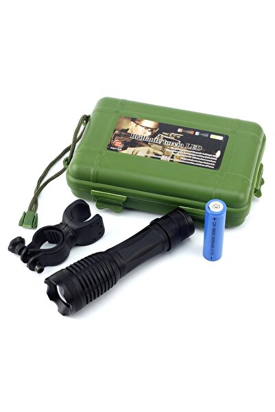 PROCART Tactical LED flashlight CREE 10W, 4 lighting modes, Zoom, range 800 m, battery