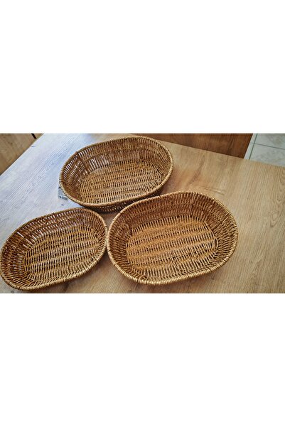 NYC HOME RATTAN ÜÇLÜ OVAL EKMEKLİK SETİ