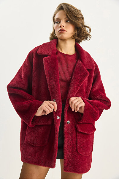 Bianco Lucci Women's Double Pocket Oversize Plush Coat 1611 60261097