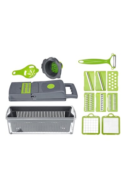 OEM Set răzătoare multifuncțională, lame din oțel inoxidabil, 14 piese, gri/v...