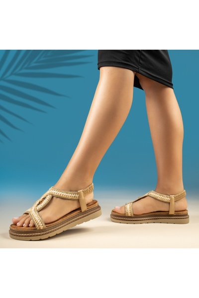 Modlet.ro Women's beige thick-sole sandals MOD13793