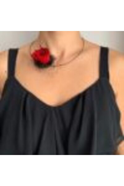 OEM Colier Cu Floare Rosie Din Fetru