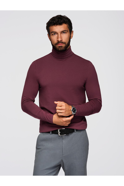 OMBRE Herren Rollkragen Langarmshirt - Kastanienbraun V6 OM-LSCL-0130 M