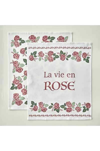 Bella Maison Rose Pamuklu Baskılı Kurulama Bezi 2'li Krem (40x50 cm)